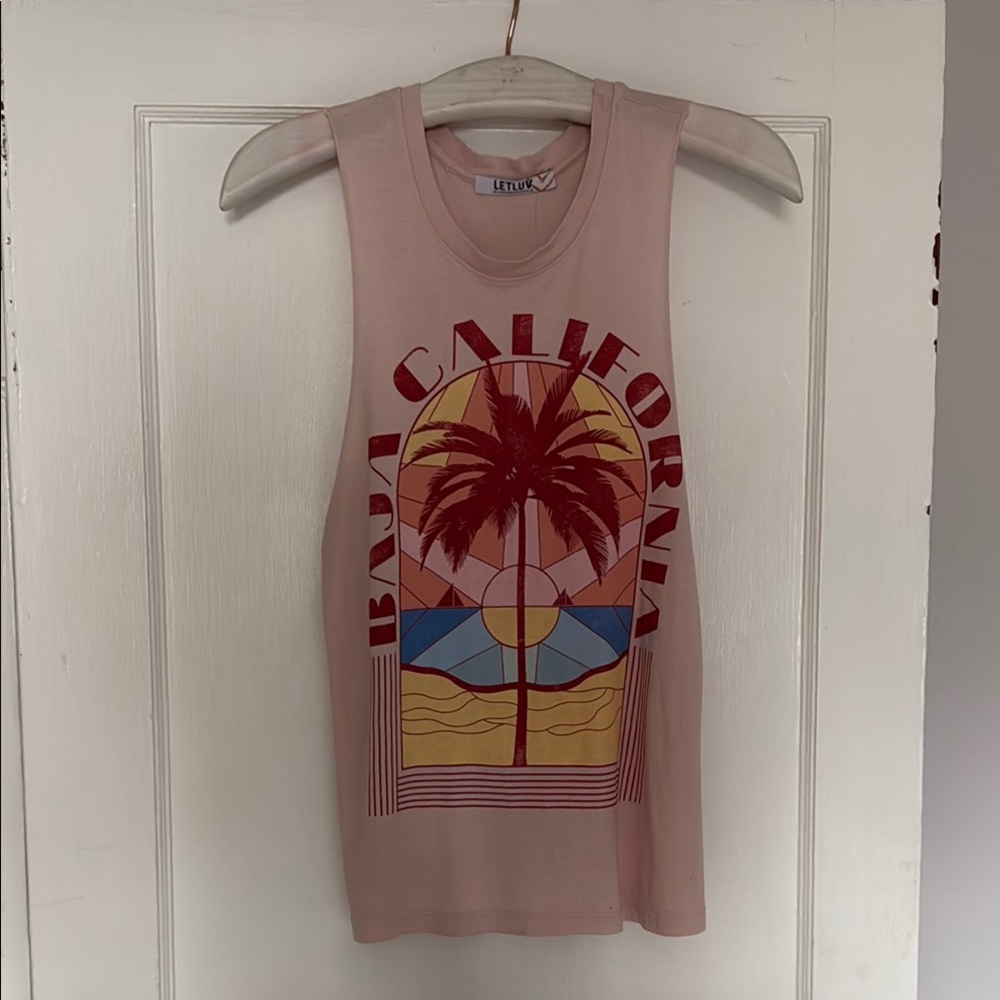 NWT Letluv for Anthropology XXS Pink Graphic Tank Top